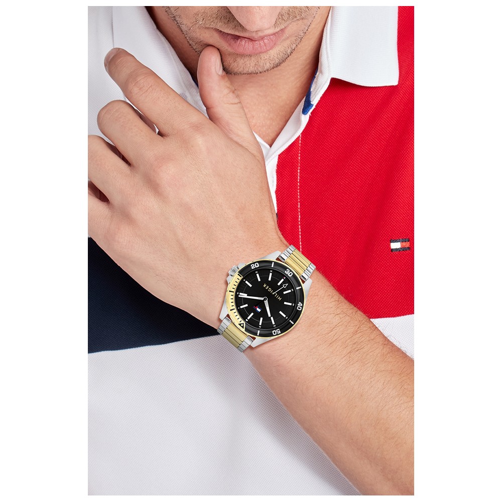 Tommy HILFIGER Logan Ρολόι Ανδρικό Ασημί/Επιχρυσωμένο Ανοξείδωτο Ατσάλι μπρασελέ 1792013