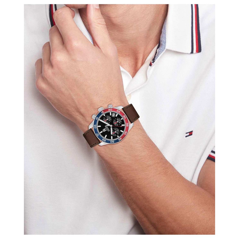 Tommy HILFIGER Lance Ρολόι Ανδρικό Καφέ Δερμάτινο λουράκι 1792166
