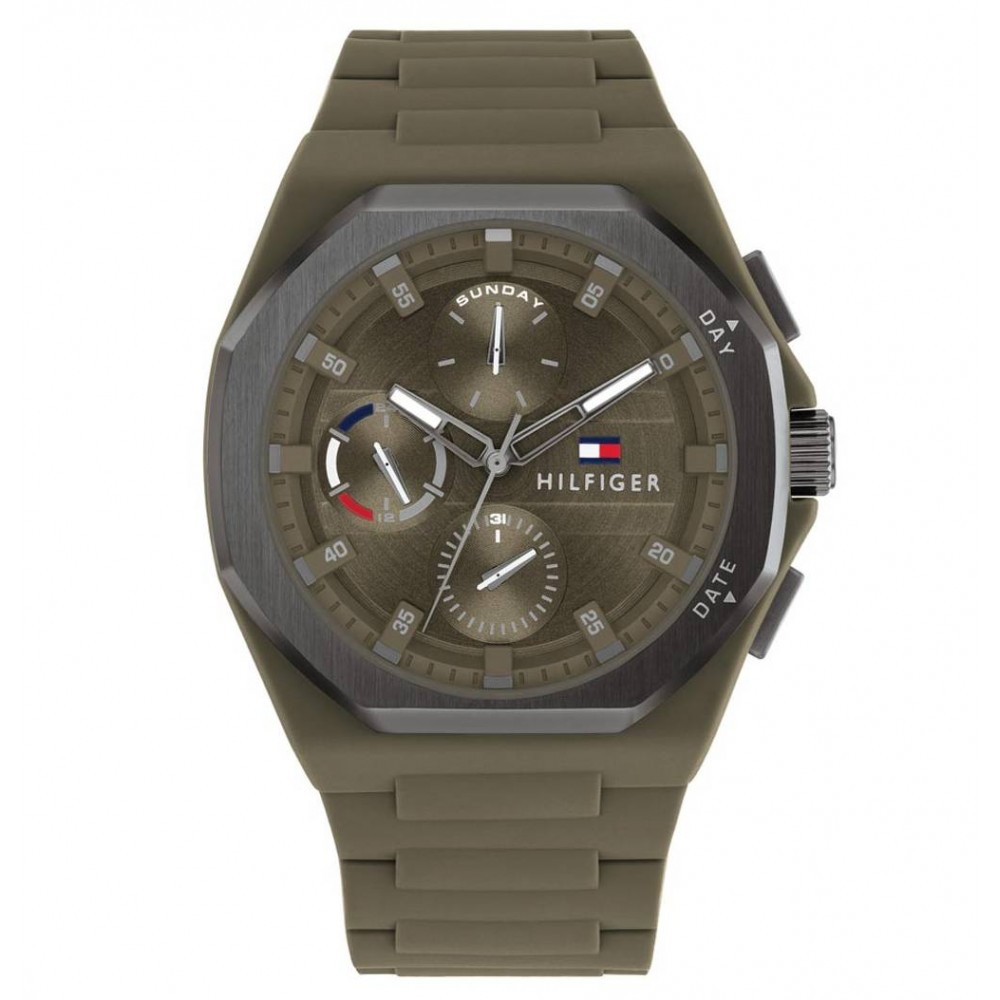 Tommy HILFIGER Lorenzo Ρολόι Ανδρικό Xακί Καουτσούκ λουρί 1792121