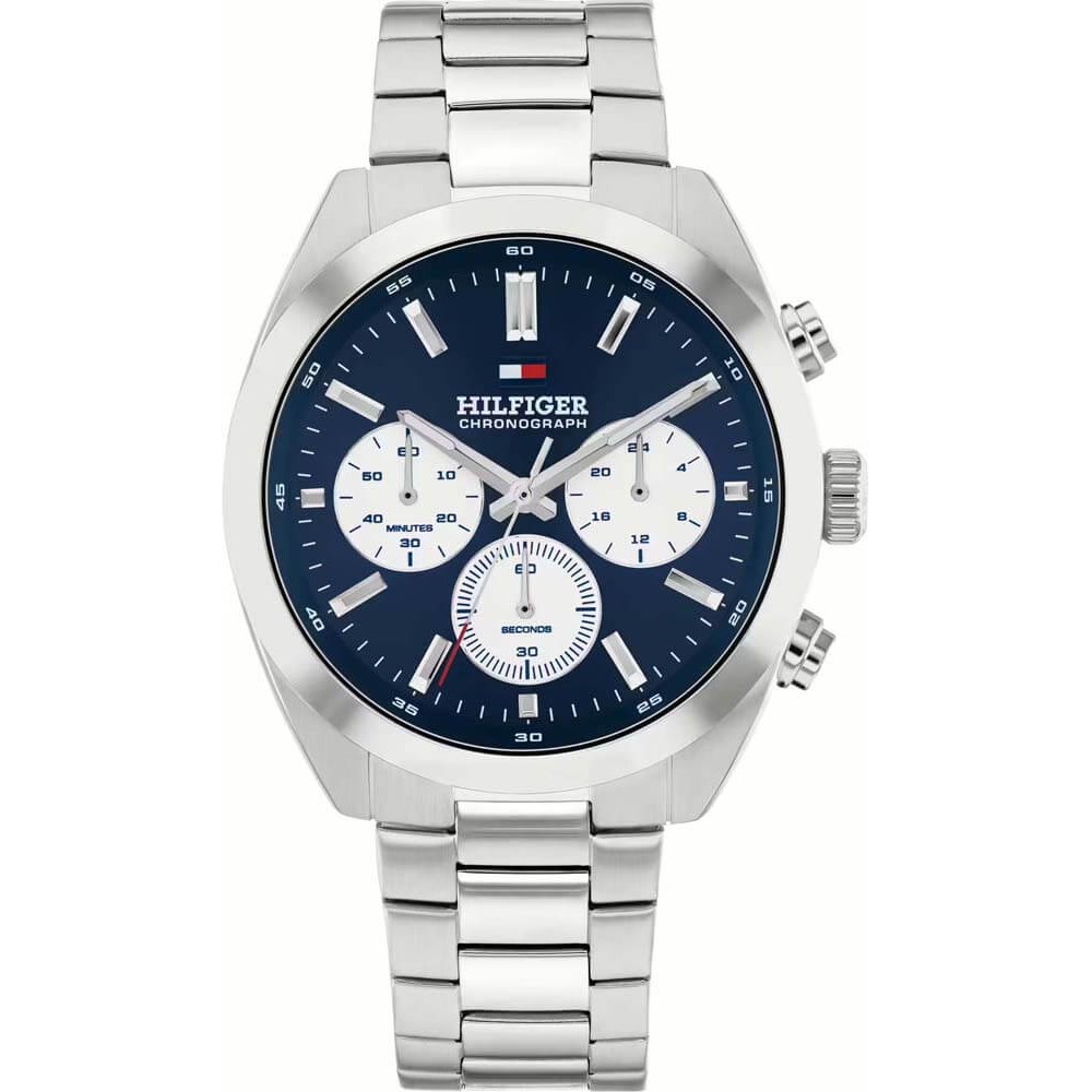 Tommy HILFIGER Hudson Χρονογράφος Ρολόι Ανδρικό Ασημί Ανοξείδωτο Ατσάλι μπρασελέ 1710722