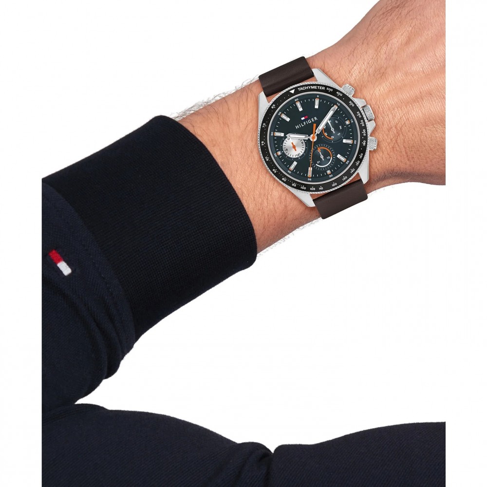 Tommy HILFIGER Clark Ρολόι Ανδρικό Καφέ Δερμάτινο λουράκι 1792208