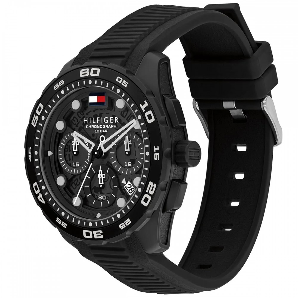 Tommy HILFIGER Regatta Ρολόι Ανδρικό Μαύρο Καουτσούκ λουρί 1792233