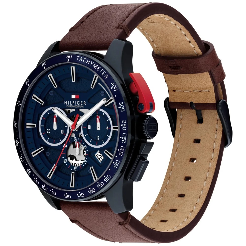 Tommy HILFIGER Bank Ρολόι Ανδρικό Καφέ Δερμάτινο λουράκι 1792268