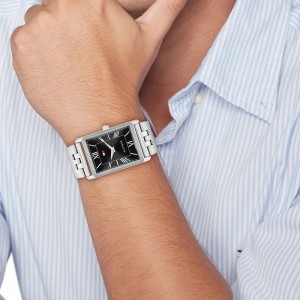 Tommy HILFIGER BEN Ρολόι Ανδρικό Τετραγωνο Ασημί Ανοξείδωτο Ατσάλι μπρασελέ 1710773