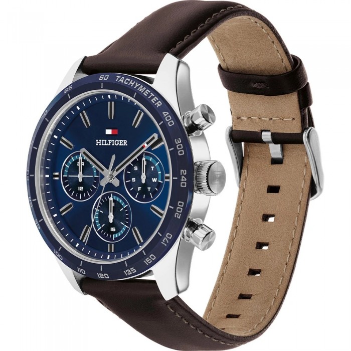 Tommy HILFIGER Hampton Ρολόι Ανδρικό Καφέ Δερμάτινο Λουρί 1792276