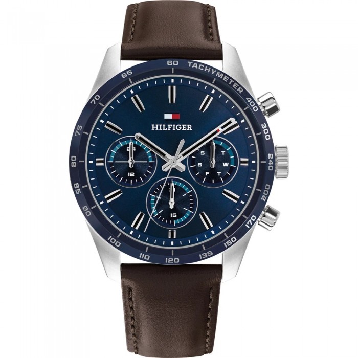 Tommy HILFIGER Hampton Ρολόι Ανδρικό Καφέ Δερμάτινο Λουρί 1792276
