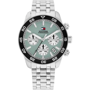 Tommy HILFIGER Χρονογράφος Ρολόι Ανδρικό Ασημί Ατσάλι μπρασελέ 1710745 