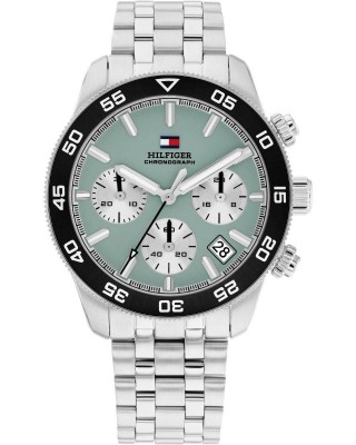 Tommy HILFIGER Χρονογράφος Ρολόι Ανδρικό Ασημί Ατσάλι μπρασελέ 1710745 