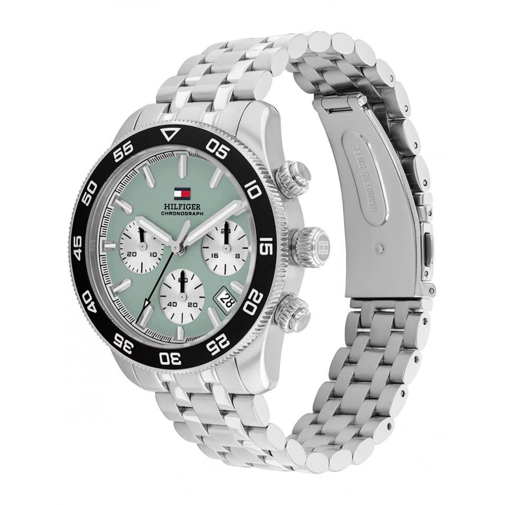 Tommy HILFIGER Χρονογράφος Ρολόι Ανδρικό Ασημί Ατσάλι μπρασελέ 1710745 