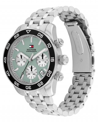 Tommy HILFIGER Χρονογράφος Ρολόι Ανδρικό Ασημί Ατσάλι μπρασελέ 1710745 