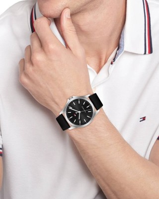 Tommy HILFIGER Bruce Ρολόι Μαύρο Δερμάτινο Λουρί 1710668