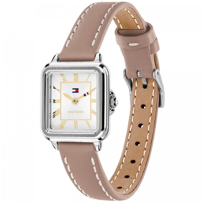 Tommy HILFIGER Mia Γυναικείο Ρολόι Τετράγωνο Καφέ Δερμάτινο Λουρί 1782917