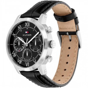 Tommy HILFIGER TH-Oxford Ρολόι Ανδρικό Μαύρο Δερμάτινο λουράκι 1710725 Tommy HILFIGER TH-Oxford Ρολόι Ανδρικό Μαύρο Δερμάτινο λουράκι 1710725