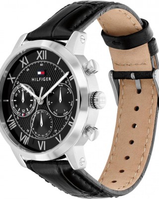 Tommy HILFIGER TH-Oxford Ρολόι Ανδρικό Μαύρο Δερμάτινο λουράκι 1710725