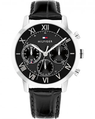 Tommy HILFIGER TH-Oxford Ρολόι Ανδρικό Μαύρο Δερμάτινο λουράκι 1710725
