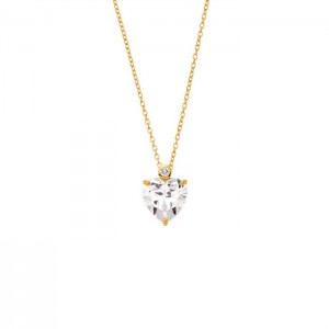 VOGUE Necklace with white zircon heart, Sterling Silver 925 & yellow gold plating 20170853401