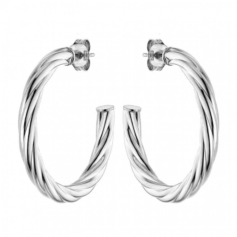 VOGUE Σκουλαρίκια μεσαίοι κρίκοι με κυματισμούς Ασήμι 925 20174071203